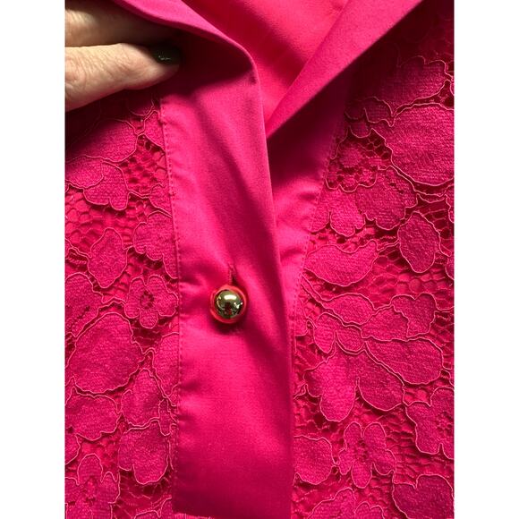 Tuckernuck Lace Willow Blouse Size M Stand Collar Scalloped Hem Desk To Drinks - Picture 9 of 14